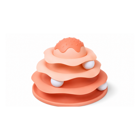 Multi-Level Interactive Rolling Ball Track Toy for Cats and Kittens