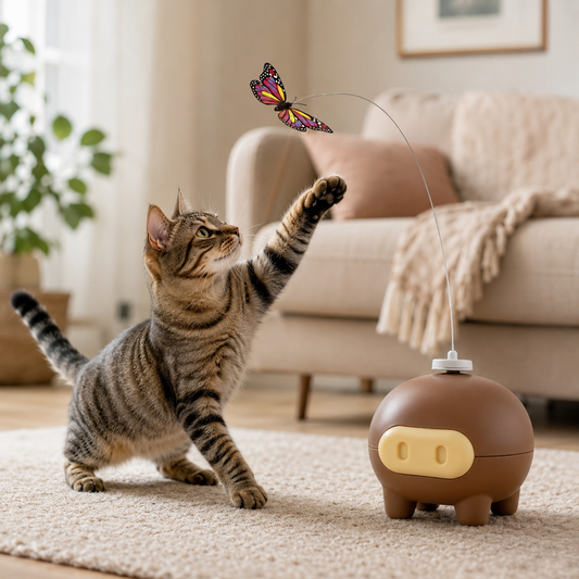 Interactive Rotating Butterfly Cat Toy with Automatic Spinning Design