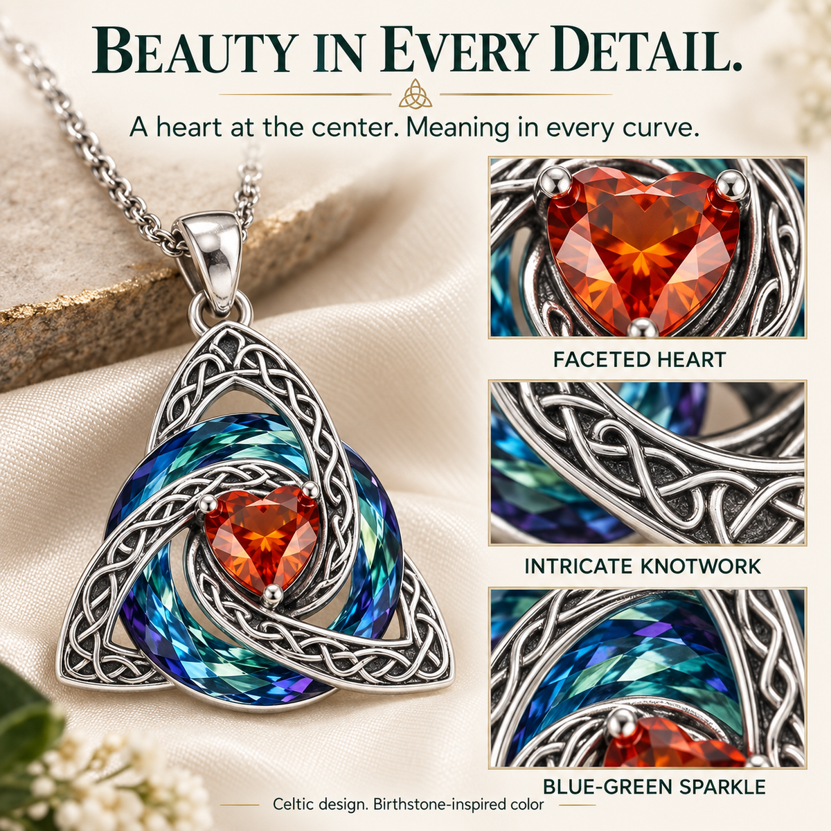 🎁Celtic Knot Birthstone Necklace — A Meaningful Gift for Her✨
