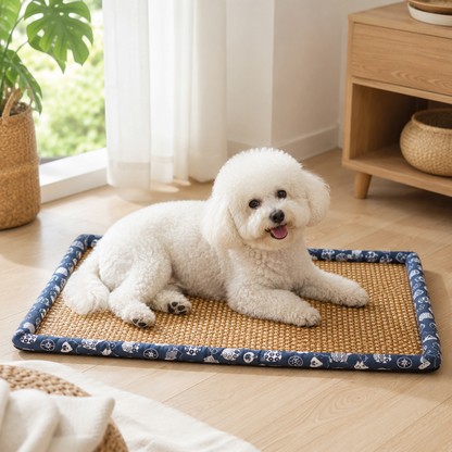 Breathable Woven Pet Bed with Raised Padded Edges for Dogs and Cats