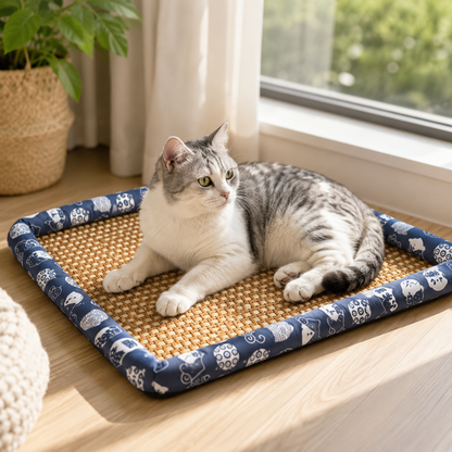 Breathable Woven Pet Bed with Raised Padded Edges for Dogs and Cats