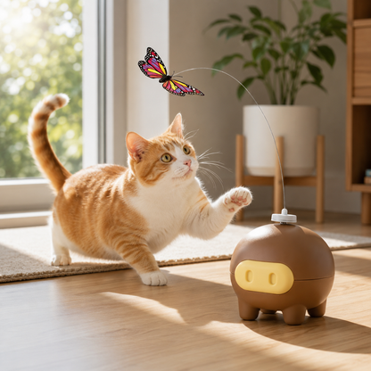 Interactive Rotating Butterfly Cat Toy with Automatic Spinning Design