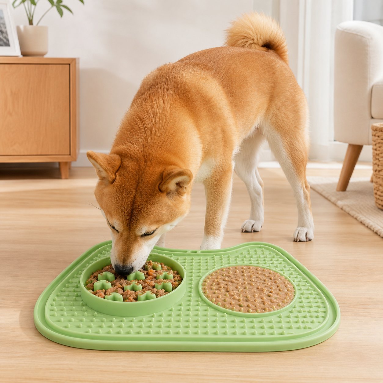 Silicone Slow Feeder Dog Bowl and Lick Mat with Suction Base